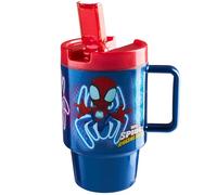 Get Trend Marvel Spiderman Gourde Enfant 500ml avec Paille et Anse, Bouteille Plastique Étanche Sans BPA, Gobelet Enfant Réutilisable Boissons Froides (Bleu Spidey)