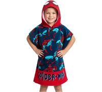 Marvel Spiderman Serviette de Bain Enfant Serviette de Plage à Capuche Ado Poncho Enfant pour Bain Plage ou Piscine Essentiel Voyage (Rouge/Bleu Spiderman, 10-13 Ans)