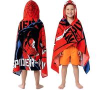 Get Trend Marvel Spiderman Serviette de Bain Enfant Serviette de Plage à Capuche Ado Poncho Enfant pour Bain Plage ou Piscine Essentiel Voyage (Rouge Spiderman, 6-14 Ans)