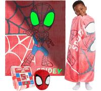 Get Trend Marvel Spidey et Ses Amis Plaid Polaire et Peluche Coussin Set | 130x150cm Phosphorescent Plaid Canapé Lit et Coussin Décoratif, Decoration Chambre ou Salon, Cosy Idee Cadeau