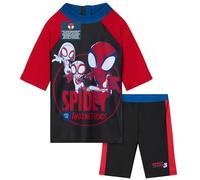 Get Trend Marvel Spidey Maillots de Bain Garçon 2 Pièces Rashguard à Manches Courtes Short de Bain Enfant Plage Piscine Vacances (6-7 Ans, Rouge/Noir Spidey)