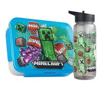 Get Trend Minecraft Bento Lunch Box Garcon et Gourde Air Up Set, 640 ml Gourde Sans BPA avec Paille, Boite a Lunch Enfant 1.75 L avec Compartiments (Multi Minecraft)