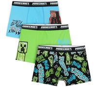 Get Trend Minecraft Boxer Enfant Garcon, Lot de 3 Douce et Respirant Calecon, Ceinture Elastique sous Vêtements, Comfy Idee Cadeau (Vert/Multi, 13-14 Ans)