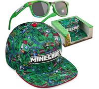 Get Trend Minecraft Casquette Baseball et Lunettes de Soleil Garcon, Protection UV, Voyage Accessoires, Gaming Merchandise Cadeau Garcon (Vert Minecraft Ensemble)