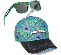 Get Trend Minecraft Casquette Baseball et Lunettes de Soleil Garcon, Protection UV, Voyage Accessoires, Gaming Merchandise Cadeau Garcon (Multi Minecraft Ensemble)