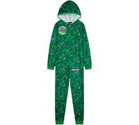 Get Trend Minecraft Combinaison Pyjama Enfant et Ado, Grenouillères Garçon Pyjama Polaire à Fermeture Éclair pour Hiver, Cadeau Original (13-14 Ans, Verte à Capuche Minecraft)