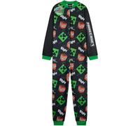 Get Trend Minecraft Combinaison Pyjama Enfant et Ado, Grenouillères Garçon Pyjama Polaire à Fermeture Éclair pour Hiver, Cadeau Original (13-14 Ans, Noir Minecraft)