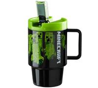 Get Trend Minecraft Gourde Enfant avec Paille et Anse 500ml, Bouteille Enfant Sans BPA, Gobelet Plastique Réutilisable pour École & Voyages (Vert Minecraft)