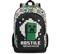 Get Trend Minecraft Grand Sac a Dos Enfant Garcon, 46 cm Cartable Bandoulière Réglable et Fermeture Eclair, École ou Sport, Cadeau Garcon (Noir/Vert Minecraft)