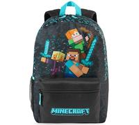 Get Trend Minecraft Grand Sac a Dos Garcon, 46 cm Cartable avec Fermeture Eclair et Bandoulière Réglable, Pour École ou Voyage, Cadeau Garcon (Bleu/Noir Minecraft)