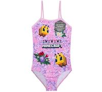 Get Trend Minecraft Maillot de Bain Fille 1 Piece Maillots de Bain Ado Confortables et Extensibles Cadeau Fille Plage Piscine et Vacances (7-8 Ans, Rose Minecraft)