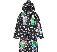 Get Trend Minecraft Peignoir Enfant et Ado, Robe de Chambre Polaire à Capuche avec Poches Loungewear Hiver, Idée Cadeau Creeper (9-10 Ans, Noir Minecraft)