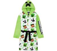 Get Trend Minecraft Peignoir Enfant et Ado, Robe de Chambre Polaire à Capuche avec Poches Loungewear Hiver, Idée Cadeau Creepers (13-14 Ans, Blanc Minecraft)