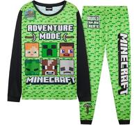 Get Trend Minecraft Pyjama Garçon et Ado, Creeper Ensemble Long Creeper 2 Pièces, Vêtement de Nuit et Détente, Cadeau Gamer (7-8 Ans, Vert Minecraft)