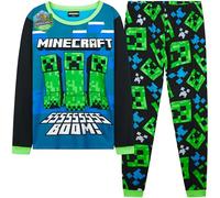 Get Trend Minecraft Pyjama Garçon et Ado, Creeper Ensemble Long Creeper 2 Pièces, Vêtement de Nuit et Détente, Cadeau Gamer (13-14 Ans, Bleu/Vert Minecraft)