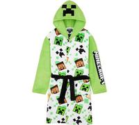 Get Trend Minecraft Robe Enfant et Ado, Robe de Chambre Polaire à Capuche avec Poches Loungewear Hiver, Idée Cadeau Creepers (11-12 Ans, Blanc Minecraft)