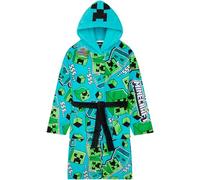 Get Trend Minecraft Robe Enfant et Ado, Robe de Chambre Polaire à Capuche avec Poches Loungewear Hiver, Idée Cadeau Creeper (11-12 Ans, Bleu Minecraft)