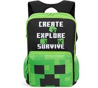 Get Trend Minecraft Sac a Dos Enfant Garcon, Bandoulière Réglable et Fermeture Eclair Cartable, École ou Sport, Cadeau Garcon (Vert/Noir Minecraft)