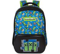 Get Trend Minecraft Sac a Dos Garcon, Fermeture Eclair et Bandoulière Réglable Cartable, Gaming Merchandise, Cadeau Garcon (Noir/Bleu Minecraft)