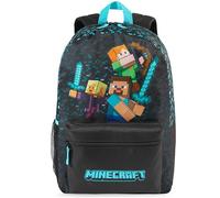 Get Trend Minecraft Sac a Dos Garcon, Fermeture Eclair et Cartable Bandoulière Réglable, Pour École ou Voyage, Cadeau Garcon (Bleu/Noir Minecraft)