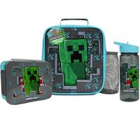 Get Trend Minecraft Sac Isotherme Repas Enfant, Gourde et Boite Bento, Kit Déjeuner de 3 Accessoires Scolaires, Sans BPA, École Voyage Pique Nique (Multi Minecraft)