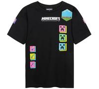 Get Trend Minecraft T-Shirt Garçon et Ado Tee Shirt à Manches Courtes Col Rond Haut Été Respirant Creeper Cadeau Gamer (5-6 Ans, Noir Minecraft Lot de 1)
