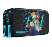 Get Trend Minecraft Trousse Scolaire Garcon avec Compartiments, Sécurisée Fermeture Eclair et Pot a Crayon Boucles Portable Trousse Ecole (Multi Minecraft)