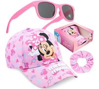 Get Trend Minnie Mouse Casquette Fille, Lunettes de Soleil et Chouchou Set, Protection UV, Ete Voyage Accessoires, Cadeau Fille (Rose Minnie)