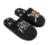 Get Trend One Piece Chaussons Garçon Ado Maison, Pantoufles Chaudes Hiver Peluche, Semelle Antidérapante, Idée Cadeau Anime (34/35 EU, Noir One Piece)