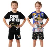 Get Trend One Piece | Dragon Ball Z Ensemble Pyjama Enfant Garcon, Lot de 2 Été avec T-Shirt Ras du Cou Manche Courte et Short Pyjama, Anime Merch Cadeau Garcon