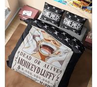 Get Trend One Piece Parure de Lit 2 Personnes Enfant et Ado 200x200 cm, Housse de Couette Réversible, Motif Luffy avec Taies d'oreiller, Cadeau Anime (Multi One Piece, Double)