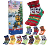 Get Trend Paw Patrol Chase Calendrier de l'Avent 2025 avec Chaussettes Enfant, 27-31, 24 Paires Chaussettes Fantaisie Garçon, Cadeau Original (Multi Chase)