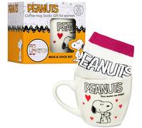 Get Trend Peanuts Snoopy Mug et Chaussettes Coffret Cadeau Femme et Ado, Tasse Céramique 340ml et Chaussettes Colorées, Cadeau Original (Rose Snoopy)