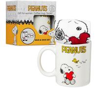 Get Trend Peanuts Snoopy Mug et Chaussettes Coffret Cadeau Femme et Ado, Tasse Céramique 340ml et Chaussettes Colorées, Cadeau Original (Rouge Snoopy)