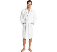 Get Trend Peignoir Homme et Ados M-3XL, Léger et Gaufré Robe de Chambre avec Ceinture, Spa et Voyage Accessoires, Cadeau Homme (2XL, Blanc)