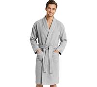 Get Trend Peignoir Homme et Ados M-3XL, Léger et Gaufré Robe de Chambre avec Ceinture, Spa et Voyage Accessoires, Cadeau Homme (XL, Gris)