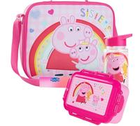 Get Trend Peppa Pig Sac Isotherme Repas Boîte à Goûter Gourde Enfant 400ml Set de Déjeuner 3 Pièces Enfant Voyage Pique Nique (Rosa Peppa Pig)