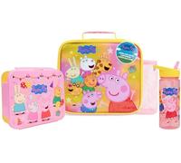 Get Trend Peppa Pig Sac Isotherme Repas Enfant Kit Déjeuner avec Gourde et Boite Bento, Accessoires Scolaires, Sans BPA, École Voyage Pique Nique (Multi Peppa Pig)