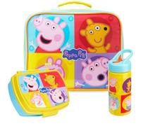 Get Trend Peppa Pig Sac Isotherme Repas Enfant Set, 3 Pcs Boite Repas 620ml, Gourde avec Paille 420ml et Lunch Bag Isotherme 5L, Fermeture Eclair et Poignée, Cadeau Enfant (Multi Peppa Pig)