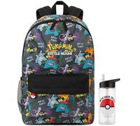 Get Trend Pokemon Battle Sac a Dos Enfant Garcon avec Gourde a Paille, Grand Fermeture Eclair Cartable et sans BPA Gourde Sport 500ml (Multi Battle Pokemon)