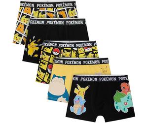 Get Trend Pokemon Boxer Enfant Garcon, Lot de 5 Douce et Respirant Calecon, Ceinture Elastique sous Vêtements, Idee Cadeau Anime (7-8 Ans, Multi Pokemon)