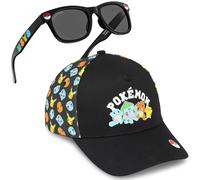 Get Trend Pokemon Casquette et Lunettes de Soleil Enfant Garçon Sangle Réglable Lunettes Protection UV Accessoires Vacances (4-12 Ans, Pokemon Ensemble Noir)