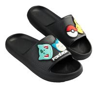 Get Trend Pokemon Claquette Garcon, Ronflex Bulbizarre Été Chaussons Enfant et Ados, Voyage Accessoires, Sandales Plage Idee Cadeau (29/31 EU, Noire Chunky)