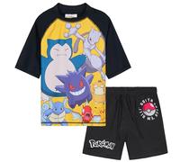 Get Trend Pokemon Ensemble de Bain Garçon et Ado 2 Pièces avec Short de Bain Pikachu et T-shirt Plage Piscine Vacances (11-12 Ans, Noir Pokemon)