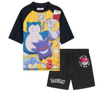 Get Trend Pokemon Ensemble de Bain Garçon et Ado 2 Pièces avec Short de Bain Pikachu et T-shirt Plage Piscine Vacances (9-10 Ans, Noir Pokemon)