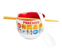 Get Trend Pokemon Set Bol à Ramen 600ml, Bol Japonais Nouilles, Cuillère Céramique, Baguettes en Bambou Pikachu, Compatible Micro Ondes, Idée Cadeau (Multi Pokemon)