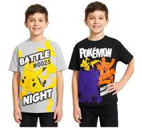 Get Trend Pokemon T-Shirt Garcon 5 à 14 Ans, Lot de 2 Ras du Cou et Manche Courtes T Shirt Eté, Anime Merch Idee Cadeau (7-8 Ans, Noir/Gris Pokemon 2 Pck)