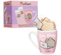 Get Trend Pusheen Mug et Chaussettes Coffret Femme et Ado Taille 35-41, Tasse Café ou Thé 315 ml, Chaussettes Douces, Idée Cadeau Femme (Rose Pusheen)