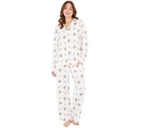 Get Trend Pusheen Pyjama Femme et Ado Fille, Tailles S à 2XL, Ensemble Loungewear, Chemise à Boutons et Pantalon, Idée Cadeau (M, Beige Pusheen)