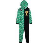 Get Trend Pyjama Grenouillère Polaire Garçon et Ado, Tenue Cocooning à Capuche, Style Football, Idée Cadeau Enfant (7-8 Ans, Vert Football)